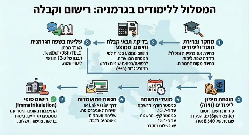 רישום וקבלה ללימודים בגרמניה - אינפוגרפיקה רישום וקבלה ללימודים בגרמניה - אינפוגרפיקה
