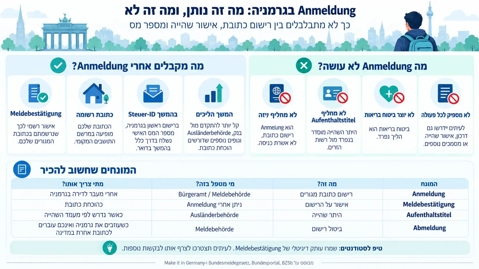 Anmeldung בגרמניה - אינפוגרפיקה Anmeldung בגרמניה - אינפוגרפיקה